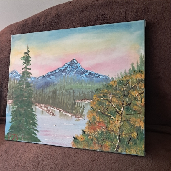 Hand-Painted Canvas Big Mountain Big Trees - Picture 3 of 4